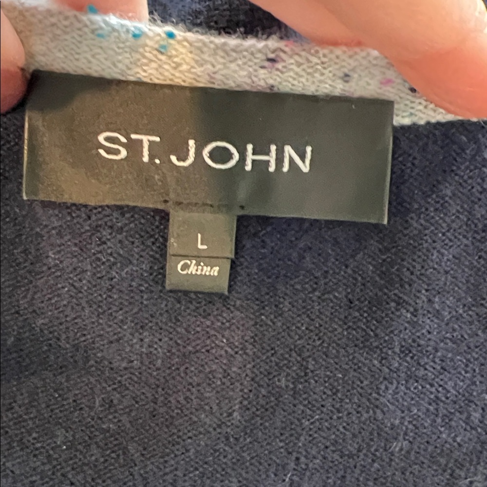 St. John Women's Cashmere Navy Blue Cape Sweater Cardigan - Picture 7 of 8